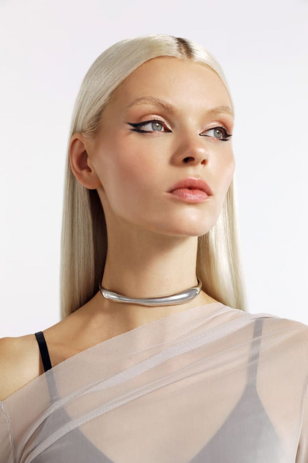 verdrehtes Choker-Halsband in Silber
