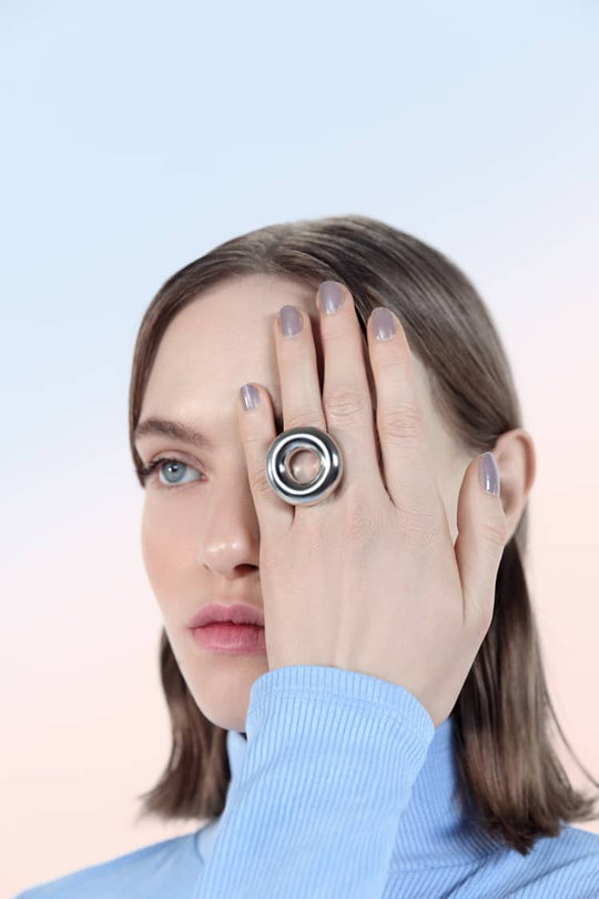 MAM® DE-Breiter Silber Ring mit Kreis-16.10 mm--